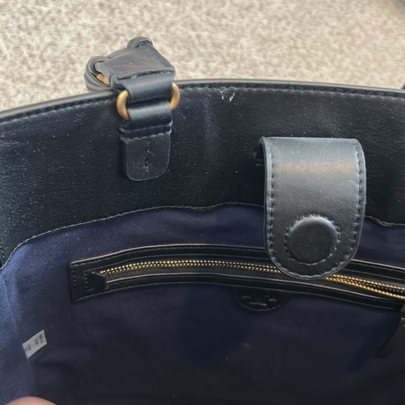 Tory Burch “Brooke” Suede and Smooth Leather Tote in Black - Picture 14 of 16